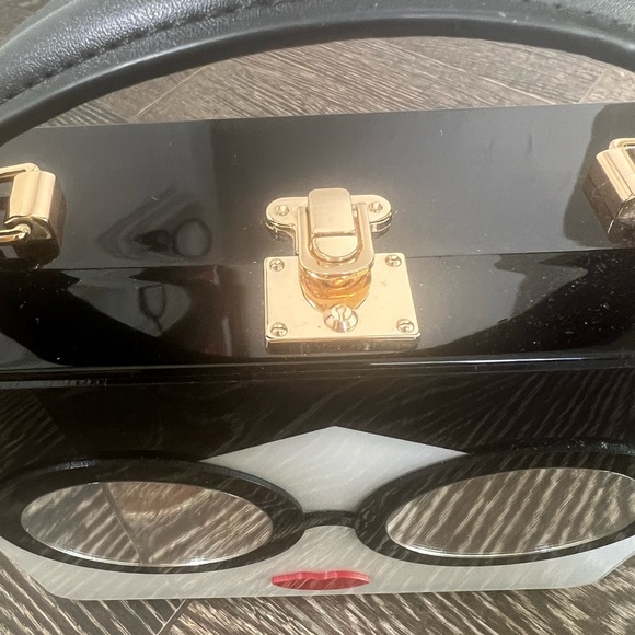 Mirrored Lady Lunchbox Clutch Black and White Handbag - Picture 2 of 7